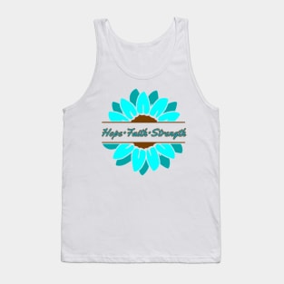 Turquoise Sunflower Hope Faith Strength Tank Top